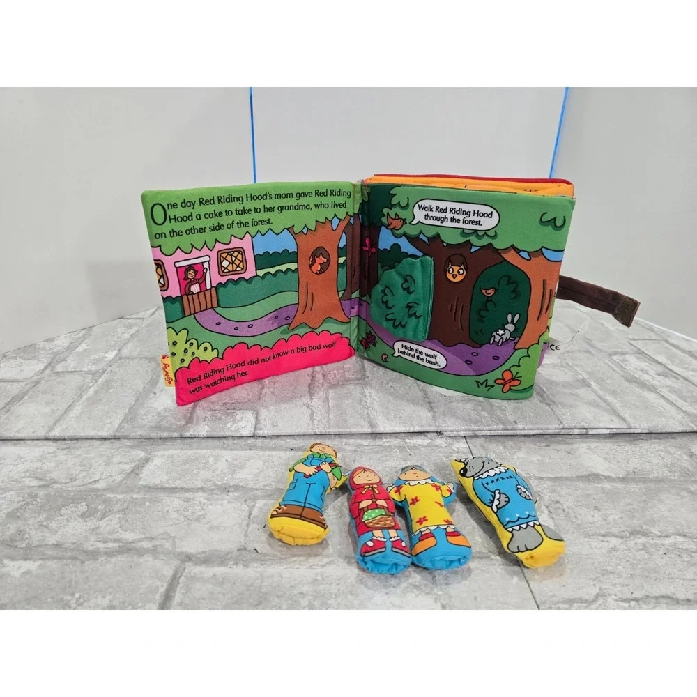 Vtg Little Red Riding Hood Soft Cloth Book Characters Wolf Gma Woodsman Flaps